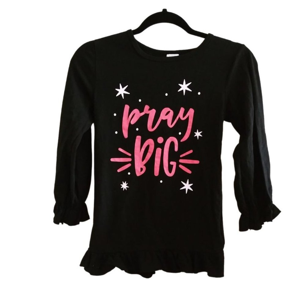 FORREAL BOUTIQUE GIRLS PRAY BIG BLACK LONG SLEEVE SHIRT